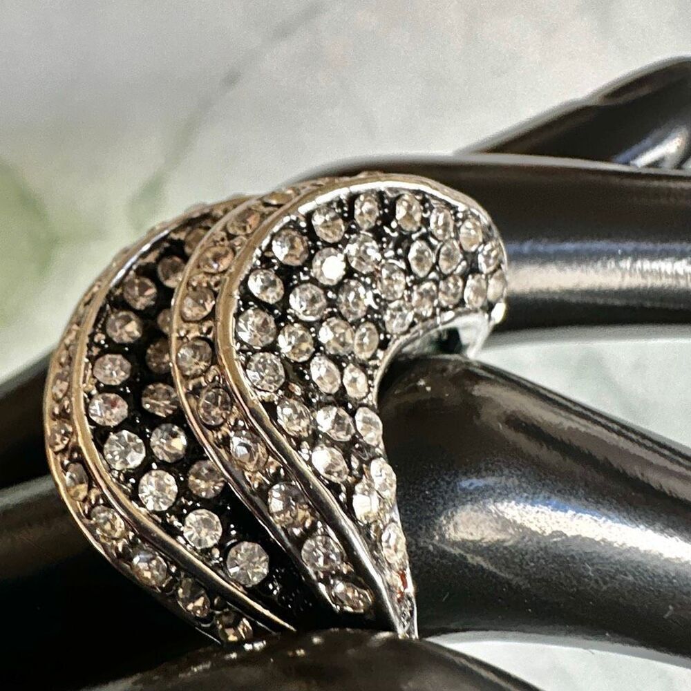 Silver-Tone Rhinestone Wave Statement Ring